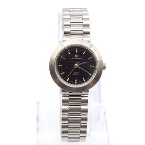 J.B Champion Watch Womens Silver Tone Stainless Steel Classic Black Dial